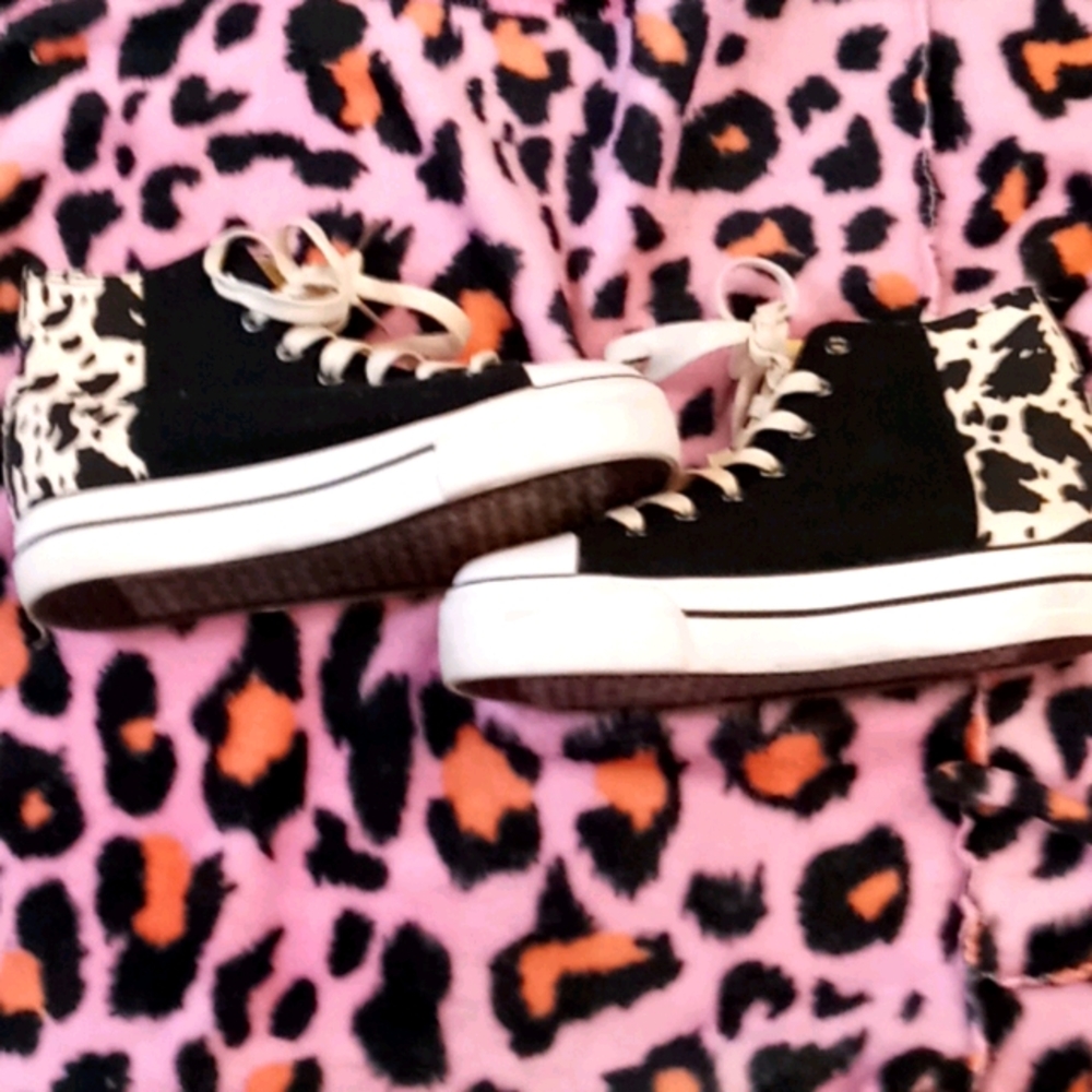Cow Print High Top Sneakers